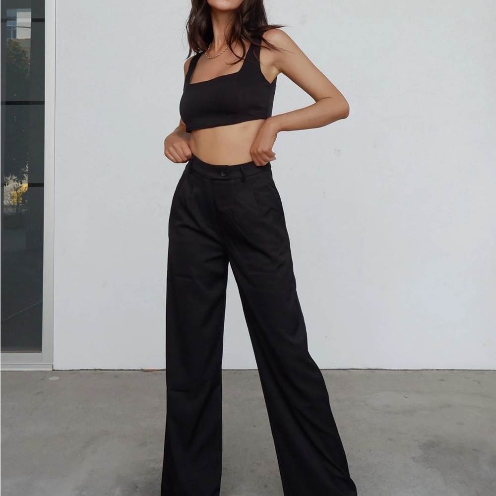 Princess Polly Black Wide-Leg Trousers